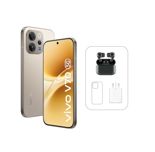 Vivo V70 5G - Grey 8+ 256GB | 50MP ZEISS Camera | 1.5K curved 120Hz AMOLED Display | 6500mAh | IP69 4Y Battery | 455 Days Screen Replace 24 Months Warranty Middle East Version