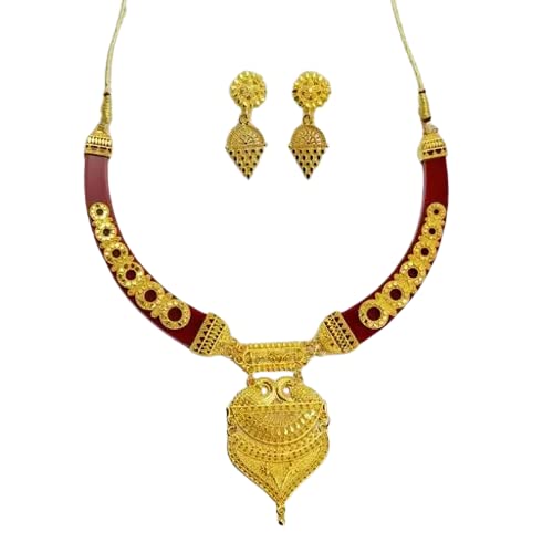 JabellsGold Plated Shakha Pola Necklace Set jewellery set B, Metal