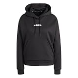 adidas Damen Essentials Linear Fleece Hoodie Sweatshirt, Black/White, M