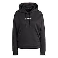 adidas Women's ESSENTIALS LINEAR FLEECE HOODIE, black/white, M