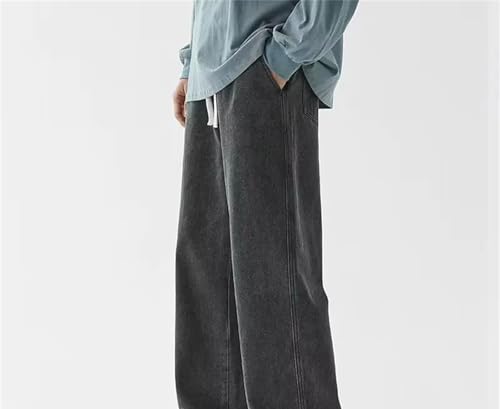 Mens Jeans Solid Colors Casual Long Straight Classic Denim Wide-Leg Pants Comfortable All Seasons4