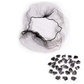 (30 piezas) 2 colores de malla de borde elástico invisible para el cabello soporte de moño para ballet dance (negro)