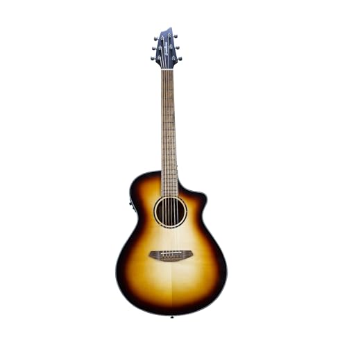 Breedlove Discovery S Concert Edgeburst CE European Spruce African Mahogany Soft Cutaway 6-String Acoustic Electric Guitar with Slim Neck and Pinless Bridge (Right-Handed, Natural Gloss)