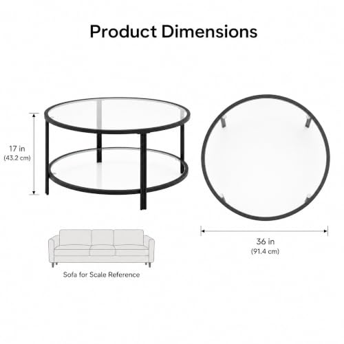 DURISEN 36 Inch Round Glass Coffee Table,Circle Coffee Table with Storage by DURISEN - Used condition - Image 3