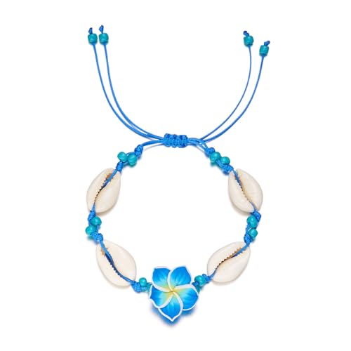 Image of Caiyao 2pcs Lovely Hawaiian Plumeria Rubra Anklet Bracelet Tropical Flower Bohemia Luau Beach Party Accessories for Women