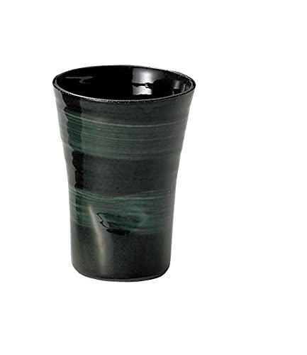 Tasse à thé japonaise en céramique Mino, tasse Yunomi de style restaurant Sushi 330 ml, fabriquée au Japon, vert émeraude K51148 Cover