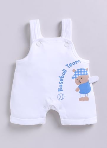 Image of Smart Baby Dungaree Set for Baby Girls | Cotton Romper with T-Shirt | Soft & Breathable Fabric | Cute Embroidery | Snap Button Closure for Easy Diaper Change