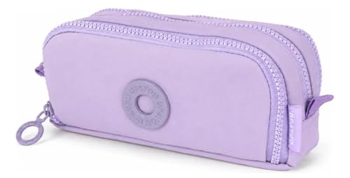 Estojo Escolar Triplo Compartimento Lilás e Rosa | Grande Capacidade | Organizador para Lápis, Canetas e Materiais Escolares | 23 x 9 x 8 cm (Lilas)
