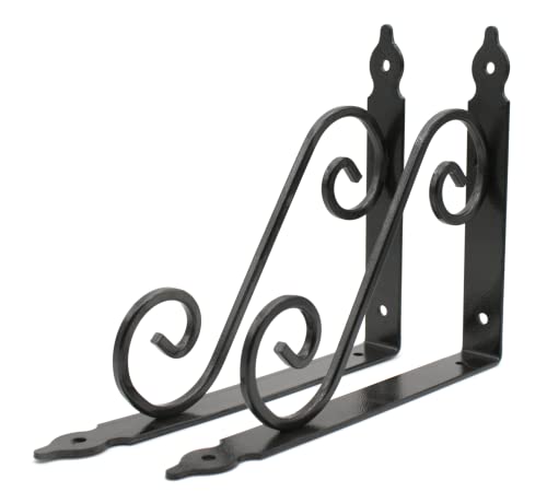 Support tablette murale en fer forge noir au design artisanal DOJA - 3