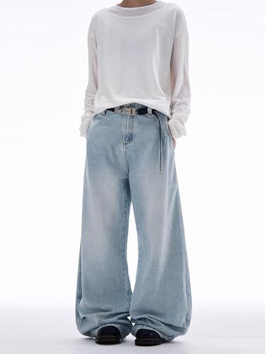 GUOYUXIAO Men's Jeans Washed Tapered Denim Jeans Loose Fit Trouser for Men3