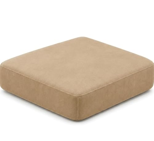 Image of Sofa Foam Cushions in Moshi Fabric with Zip Cover (Seat - 21 inchx22 inchx5 inch) High Density Foam Warm and Decent Visual Stretchy Soft Multipurpose Using Cover (Beige, 21x22x5 Inch)