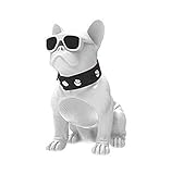 CH-M10 Bulldog Head Rotatable Wireless Bluetooth Speaker Support TF Card Stereo System/FM Radio for TV Computer Phone Desktop (White)