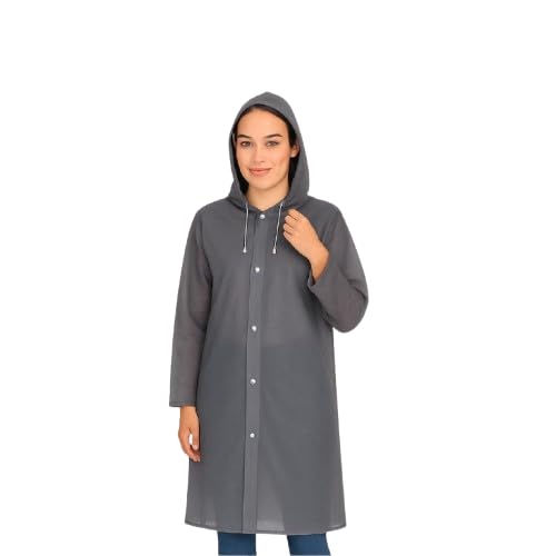 Raincoat EVA Poncho Raincoat for Men & Women | Lightweight Waterproof Hooded with Adjustable Drawstring & Button Closure | Reusable Outdoor Rainwear for Travel, Hiking & Camping-image-15