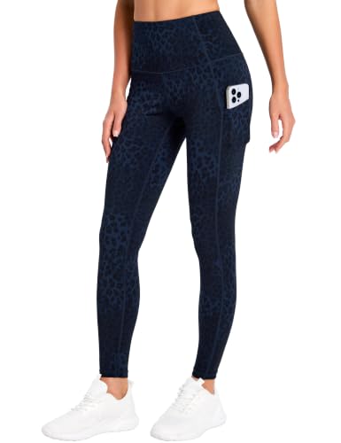 Image of THE GYM PEOPLE Thick High Waist Yoga Pants with Pockets, Tummy Control Workout Running Yoga Leggings for Women