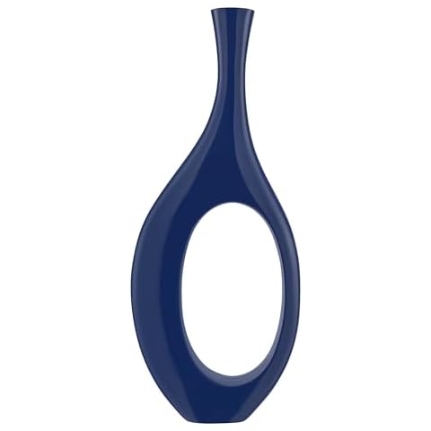 Finesse Decor Trombone Vase | Abstract and Stylish Decorative Vase | Functional and Modern Vase for Aesthetic Room Decor and Home Decor, Large, Navy Blue Cover
