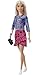Barbie - Grande Città, Grandi Sogni, Bambola Barbie Malibu Bionda Alta 29,21 Stile Casual con Giacca di Jeans, Gonna Rosa con Stelline e Borsetta Nera, Giocattolo per Bambini 3+Anni, GXT03