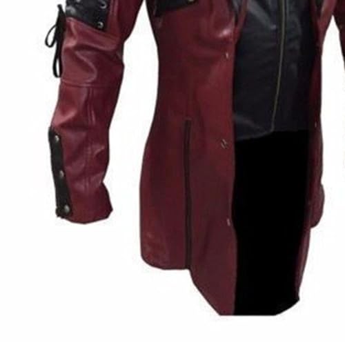 DGHM-JLMY Men Steampunk Medieval Jacket Gothic Frock Coat Uniform Motorcycle Biker Coat Faux Pu Leather Jacket Overcoat4