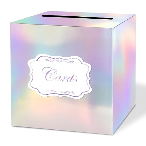 Caja de tarjetas láser WNINK de boda iridiscente para sobres y regalos en eventos 2