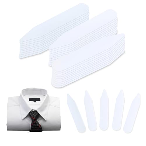 BORISCA 120 Pz Stecche Colletto Camicia, Bianco Rinforzo per Stecche Camicia Colletto, Irrigidimento del Colletto della Camicia in 6 Diverse Taglie, Collare Rigido in Plastica per Camicie per Lavoro