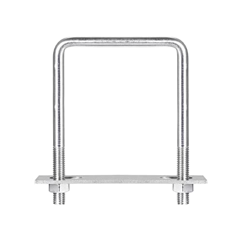 Image of uxcell Square U-Bolts, 102mm(4.02 inch) Inner Width 140mm Length M10 304 Stainless Steel U Clamp Bolt with Nuts and Plates, for Boat Trailer