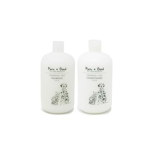 Pure + Good - Cedarwood + Sage Shampoo and Conditioner Set, warm & herbal sage fuse with hints of camphor & eucalyptus in cedarwood, Formulated for All Pets, Gentle and Cleansing, Made in USA 16 fl oz