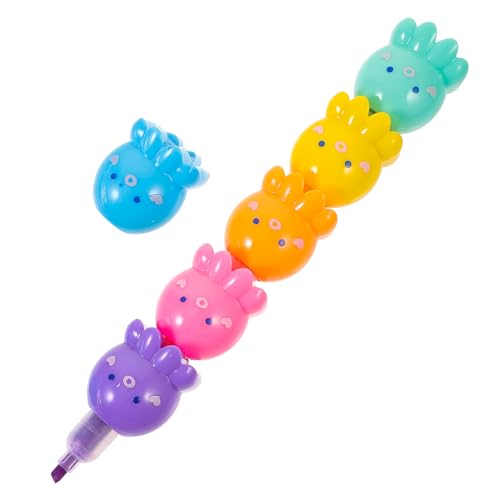 SHINEOFI Marcadores Fluorescentes Multicolor con Diseño Pulpo de Silicona Resaltadores Escolares para Adultos para Subrayar y Dibujar Libros y Notas