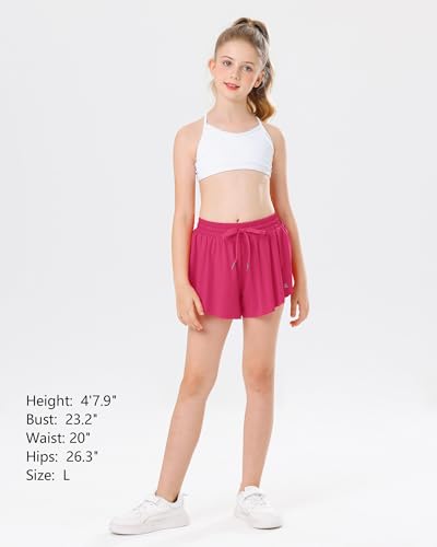 Image of Stelle Girls Flowy Shorts with Pockets Athletic Running Skirt High Waist Butterfly 2 in 1 Sports Short 5-16 Years