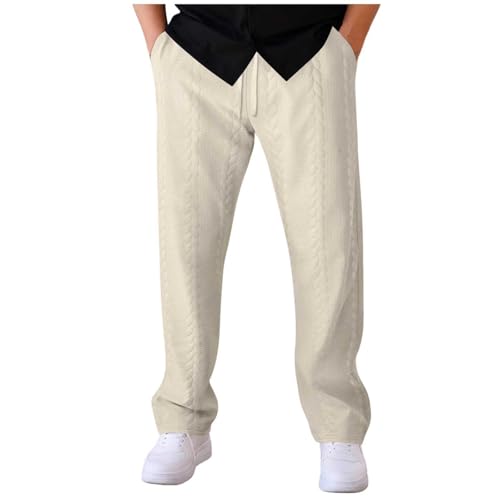 Men's Casual Joggers Elastic Waist Sweatpants Drawstring Pants Straight Leg Trousers Relaxed Fit Jacquard Sweatpants