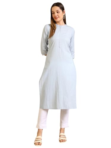 Image of Aurelia Women's Embroidered Cotton Lurex Straight Kurta