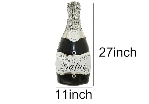 Image of Black Champagne Bottle Balloons Salut Foil Aluminum Balloon Birthday Party Supplies Baby Shower Wedding Engagement Party Decorations (Pack of 2)