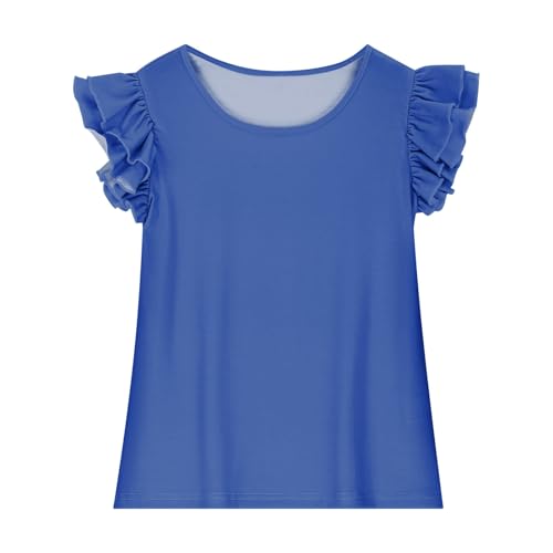 Girls Ruffle Sleeve Summer Shirts Cute Blouse Tops Crew Neck Casual Tees for 3-15 Years4
