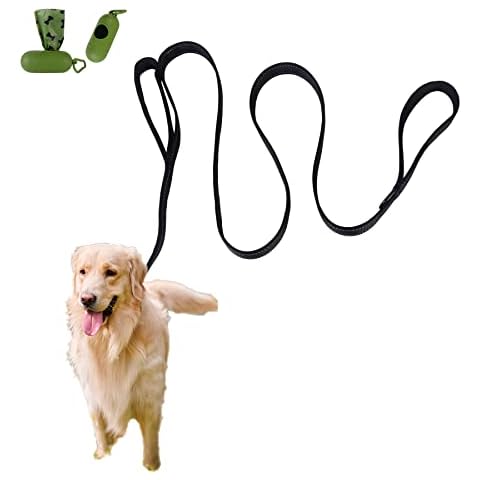 KENIY Dog Leads Padded Handle 6ft Nylon Long Reflective Dogs Leash 2 Handles Training Heavy Duty Dog Lead Hook for Control Safety for Small Medium Large Dogs (Black) Cover