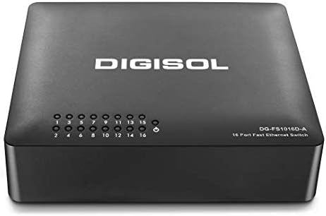 Digisol DG-FS1016D-A 16-Port Fast Ethernet Unmanaged Desktop Switch with External Power Adapter (Black)