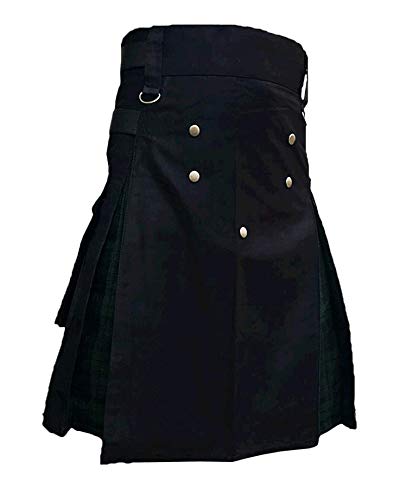 McWilliams Falda escocesa híbrida deportiva escocesa para hombre | Elegante falda escocesa para uso casual, Negro Híbrido, 32