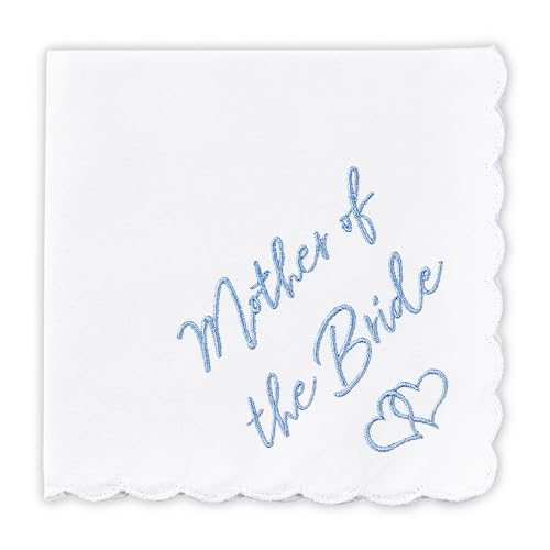W&F GIFT Wedding Handkerchief - 12'' x 12'' - Something Blue for Bride on Wedding Day - Fun Wedding Gifts, Mother of the Bride, 6'' x 6''