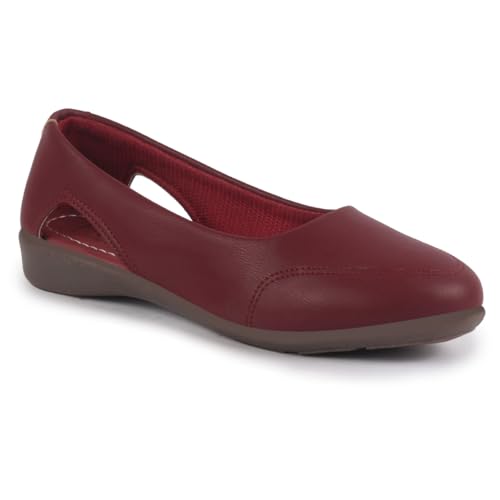 Image of FAUSTO Women Stylish Backless Casual Ballets | Low Heel Cut-Out Slip-On Ballerinas | Comfortable Walking Flats Sandals | Memory Cusion Insole