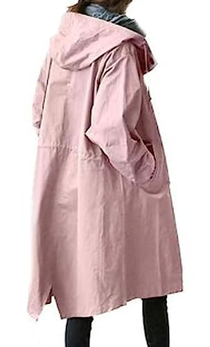 CHARTOU Women Casual Oversized Button Down Long Hooded Trench Coat Jacket Duster Lightweight Windbreaker3