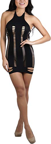 Image of ToBeInStyle Women's Stretch See Through Fishnet Novelty Mini Rave Party Dress