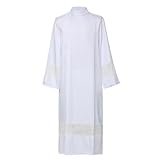 COSDREAMER Catholic Priest Alb Chaire plissée en coton liturgique unisexe (dentelle, M)