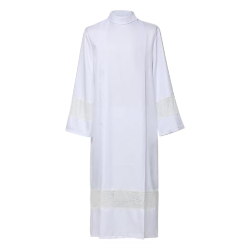 COSDREAMER Catholic Priest Alb Chaire plissée en coton liturgique unisexe (dentelle, M)