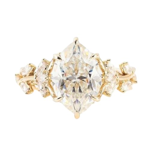 Bague d'anniversaire moissanite et argent 925 plaqué or pour femme RNG-1449
