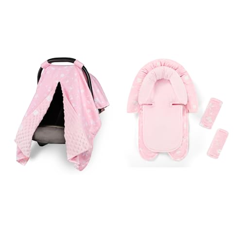 Almohadilla y funda para asiento de bebé rosa miniatura 1