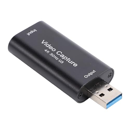 Plyisty Mini Tarjeta de Captura de Vídeo, Dispositivo de Captura de Audio para Juegos HDMI a USB 3,0 4K/30hz, para DSLR, Switch, PC, Transmisión en y Conferencias