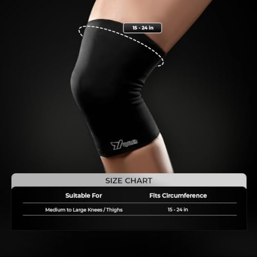 Image of UpUrFit Hot & Cold Compression Sleeve (M /L) | Reusable Ice-pack Wrap for Knees and Thighs | Pain Relief | Sports Recovery | Freezer or Microwave Friendly | 360 Wearable Ice pack for Pain Relief |