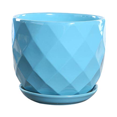 BPTCHP Keramik-Blumentopf matt weiß Diamant Pflanzgefäß extra groß...