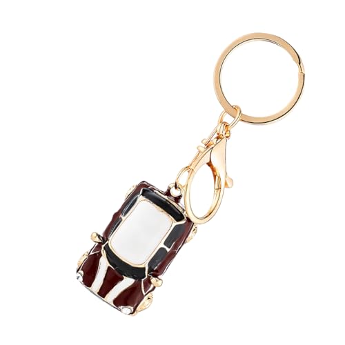 ANFTDCO Car Model Keychain, 3D Metal Creative Cute Rhinestone Vehicle Key Fob, Automotive Decoration Key Ring, Universal Fit (Wine Red)
