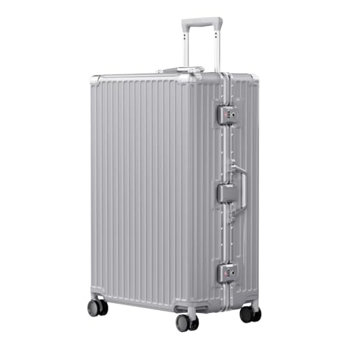 Image of AnyZip Luggage PC+ABS Aluminum Frame Zipperless Checked Luggage Hard Shell Suitcase with TSA Lock Double Spinner Wheels 28 Inch Silver