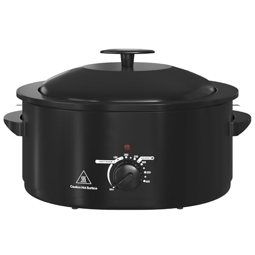 Image of 8 Quart Roaster Slow Cooker, 2-in-1 Electric Roaster Oven up to 400°F, Removable Roaster Pan, Easy to Clean, Black