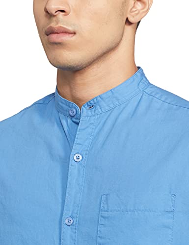 Image of Amazon Brand - Symbol Men's Solid Cotton Shirt | Chinese Collar | Casual | Plain | Full Sleeve | Summer-Regular Fit (Available in Plus Sizes)