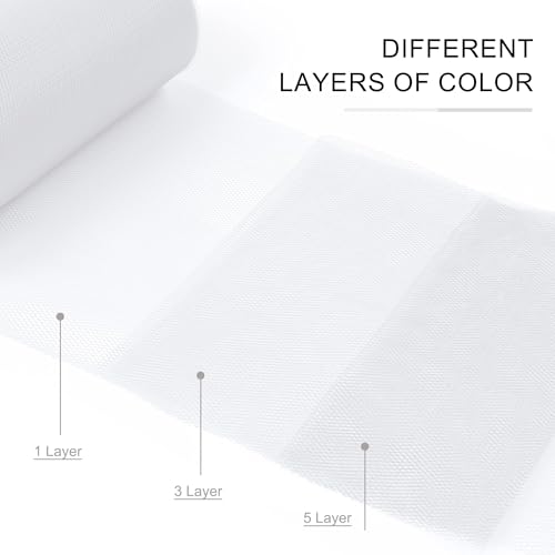 Image of White Tulle Fabric Ribbon 6 Inch by 25 Yards Rolls Fabric Spool Tulle for Gift Wrapping Wedding Decorations Craft Supplies DIY Tutu Skirt Baby Shower Birthday Party